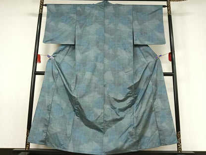 平和屋着物▽上質な紬 単衣 霞文 正絹 逸品 AABE8333jh