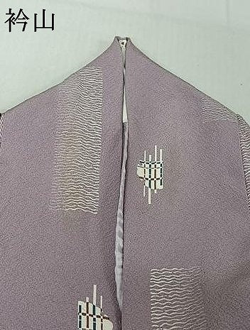 平和屋着物▽上質な小紋 単衣 幾何学文様 正絹 逸品 AABE8335jh
