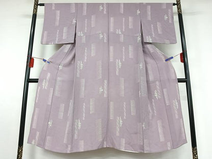 平和屋着物▽上質な小紋 単衣 幾何学文様 正絹 逸品 AABE8335jh