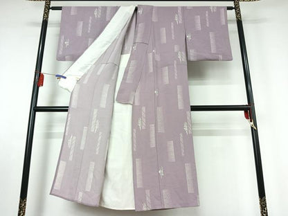 平和屋着物▽上質な小紋 単衣 幾何学文様 正絹 逸品 AABE8335jh