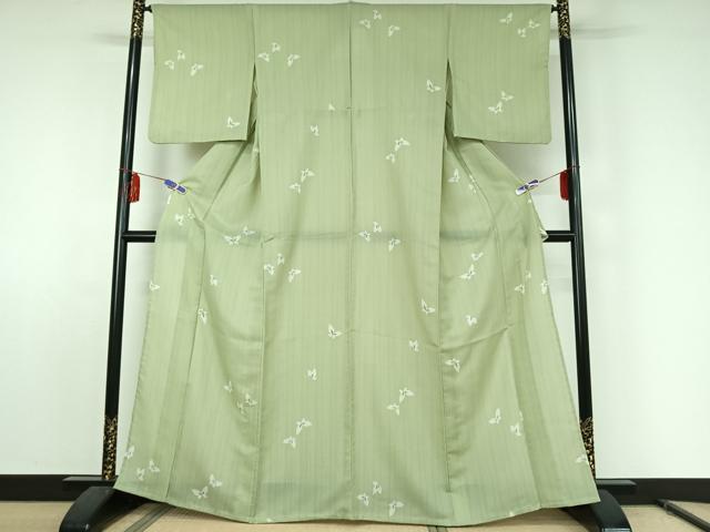 平和屋着物▽小紋 単衣 舞蝶文 洗える着物 AABE8336jh