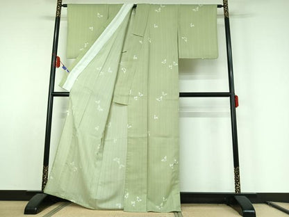 平和屋着物▽小紋 単衣 舞蝶文 洗える着物 AABE8336jh