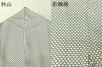 平和屋着物▽上質な小紋 単衣 亀甲文 やまと誂製 正絹 逸品 AABE8339jh