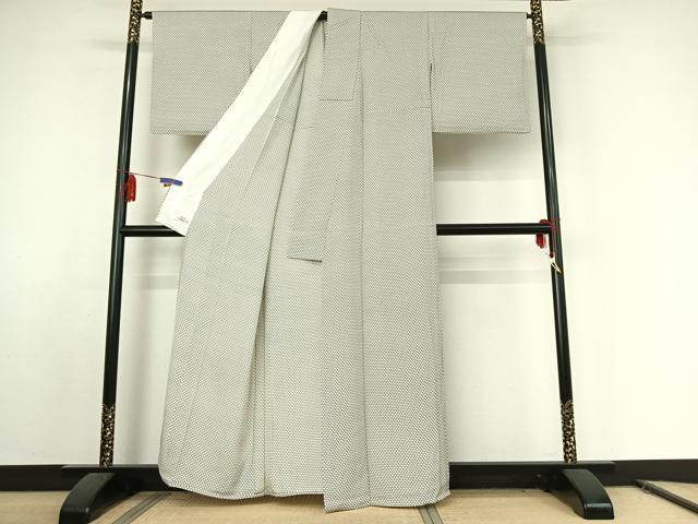平和屋着物▽上質な小紋 単衣 亀甲文 やまと誂製 正絹 逸品 AABE8339jh