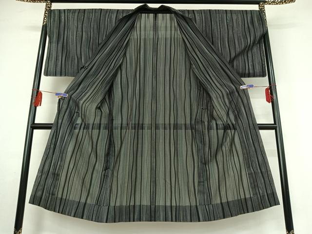 平和屋着物▽道中着 スリーシーズン 春夏秋 塵除け 泥染 立涌文 反端付き 正絹 逸品 AABE8342jh