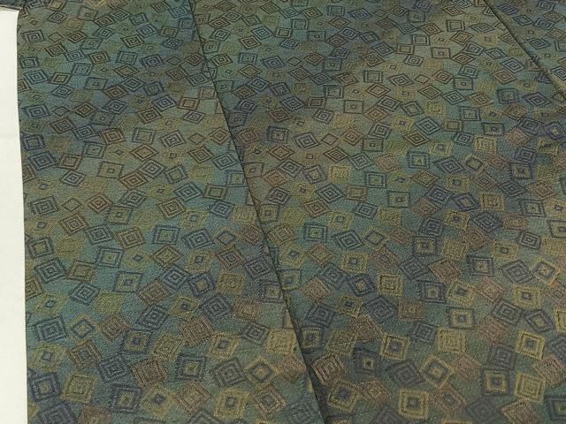 平和屋着物▽お召 単衣 幾何学文様 ほていや扱い 正絹 逸品 AABE8343jh