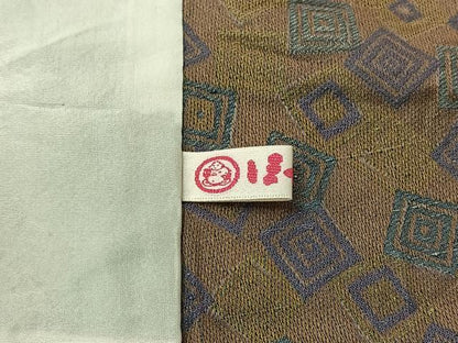 平和屋着物▽お召 単衣 幾何学文様 ほていや扱い 正絹 逸品 AABE8343jh
