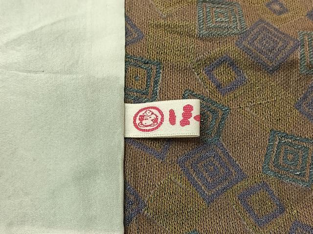 平和屋着物▽お召 単衣 幾何学文様 ほていや扱い 正絹 逸品 AABE8343jh
