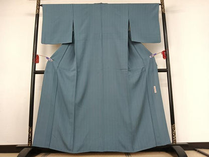 平和屋着物▽世界的人形師 辻村寿三郎 ジュサブロー 小紋 単衣 縞 正絹 逸品 AABE8344jh