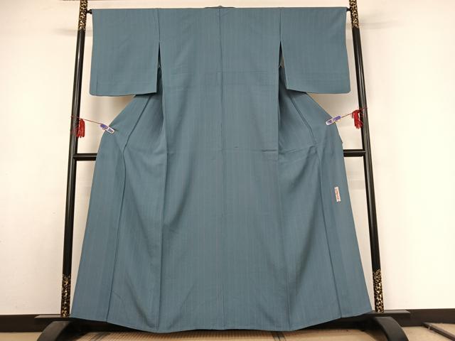 平和屋着物▽世界的人形師 辻村寿三郎 ジュサブロー 小紋 単衣 縞 正絹 逸品 AABE8344jh