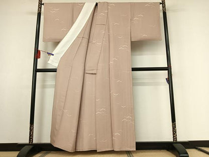 平和屋着物▽上質な小紋 単衣 雪芝文 正絹 逸品 AABE8345jh