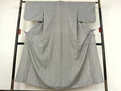 平和屋着物▽上質な小紋 単衣 縞 正絹 逸品 AABE8346jh