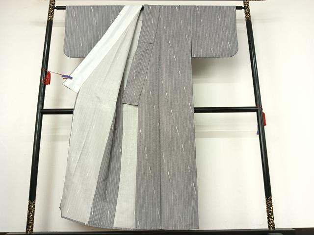 平和屋着物▽上質な小紋 単衣 縞 正絹 逸品 AABE8346jh