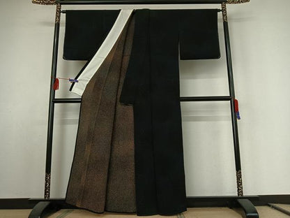 平和屋着物▽上質な小紋 単衣 霞文 鬼しぼ縮緬 正絹 逸品 AABE8347jh