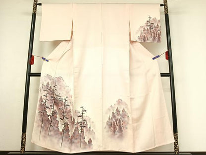 平和屋着物▽訪問着 単衣 風景文 暈し染め 正絹 逸品 AABE8348jh