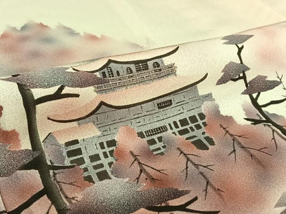 平和屋着物▽訪問着 単衣 風景文 暈し染め 正絹 逸品 AABE8348jh