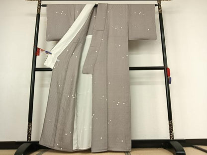 平和屋着物▽上質な小紋 単衣 舞葉文 正絹 逸品 AABE8349jh