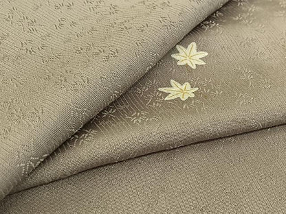平和屋着物▽上質な小紋 単衣 舞葉文 正絹 逸品 AABE8349jh