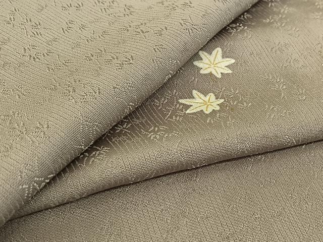 平和屋着物▽上質な小紋 単衣 舞葉文 正絹 逸品 AABE8349jh