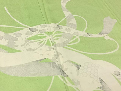 平和屋着物▽訪問着 単衣 熨斗花文 正絹 逸品 AABE8350jh