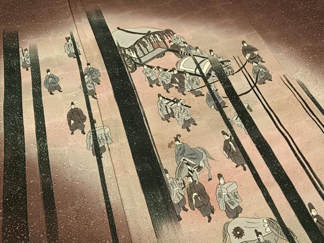 平和屋着物▽訪問着　単衣　手描き　人物文　暈し染め　銀通し地　正絹　逸品　AABE8352jh