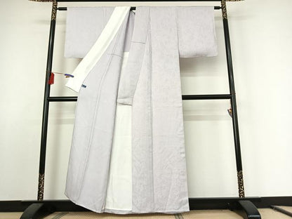 平和屋着物▽お召 単衣 花唐草地紋 正絹 逸品 AABE8353jh