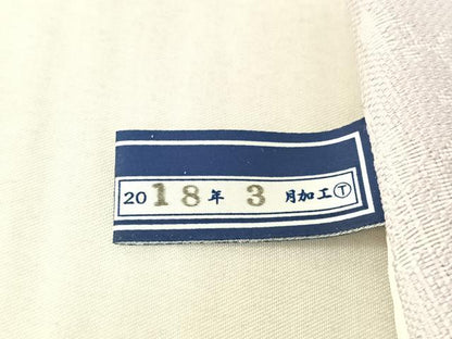 平和屋着物▽お召 単衣 花唐草地紋 正絹 逸品 AABE8353jh