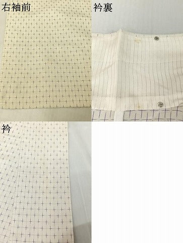 平和屋着物▽上質な紬　単衣　十字絣　正絹　逸品　AABE8355jh