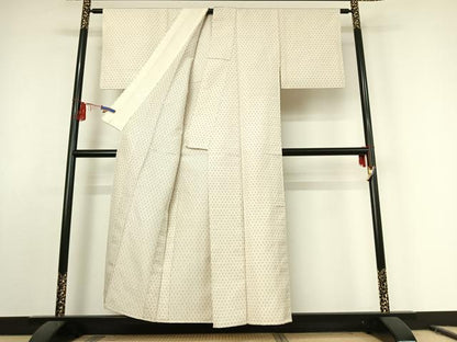平和屋着物▽上質な紬　単衣　十字絣　正絹　逸品　AABE8355jh