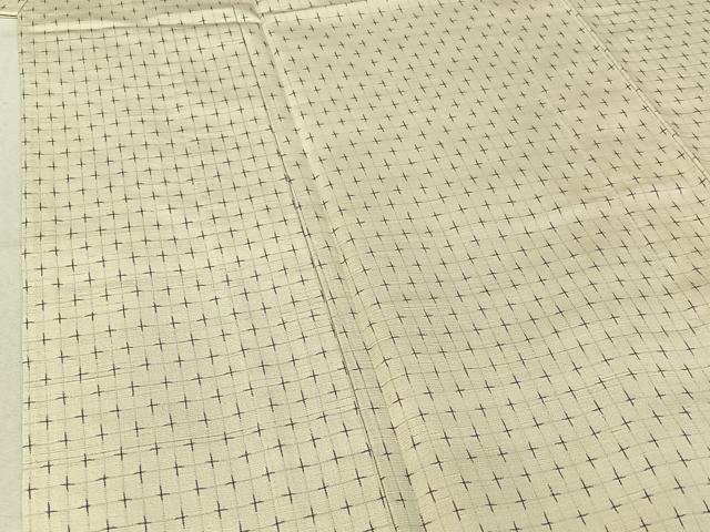 平和屋着物▽上質な紬　単衣　十字絣　正絹　逸品　AABE8355jh