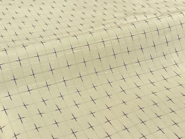 平和屋着物▽上質な紬　単衣　十字絣　正絹　逸品　AABE8355jh