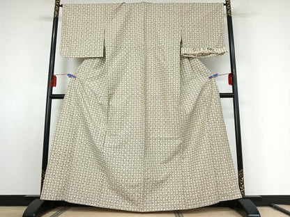 平和屋着物▽みすな紬 単衣 琉球絣 反端付き 正絹 逸品 AABE8356jh