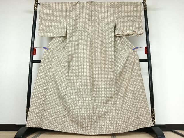 平和屋着物▽みすな紬 単衣 琉球絣 反端付き 正絹 逸品 AABE8356jh