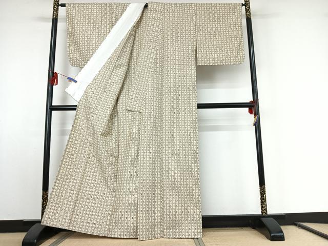 平和屋着物▽みすな紬 単衣 琉球絣 反端付き 正絹 逸品 AABE8356jh