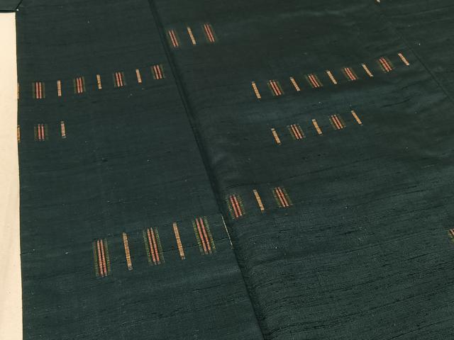 平和屋着物▽上質な紬 単衣 横段文 正絹 逸品 AABE8358jh