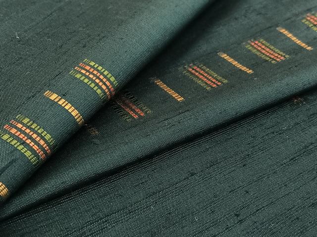 平和屋着物▽上質な紬 単衣 横段文 正絹 逸品 AABE8358jh