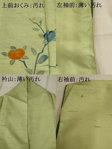 平和屋着物■訪問着　作家物　紬地　流水草花文　正絹　逸品　AABE8379st