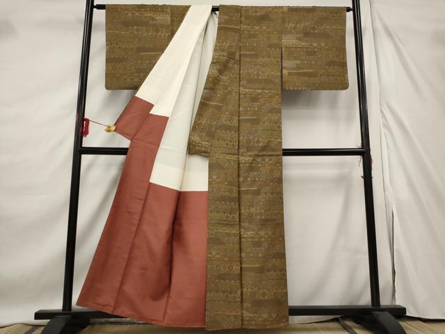 平和屋着物■上質な紬　洋花文　正絹　逸品　AABE8404st