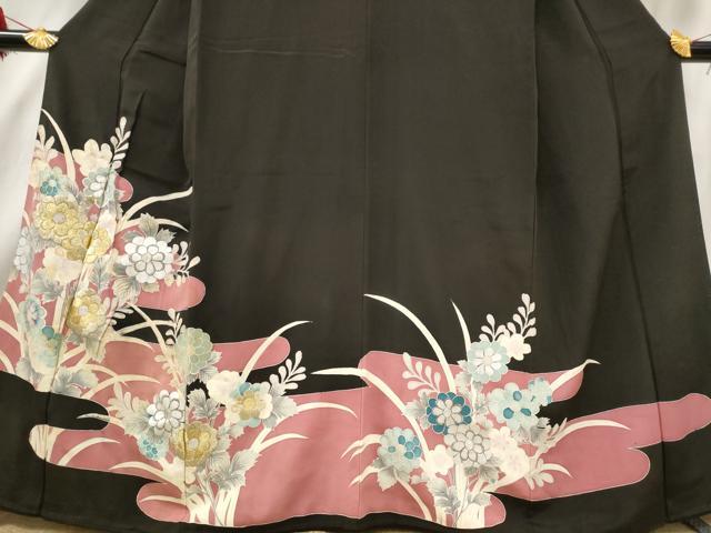 平和屋着物■豪華黒留袖 エ霞花文 金銀糸 正絹 逸品 AABE8458st