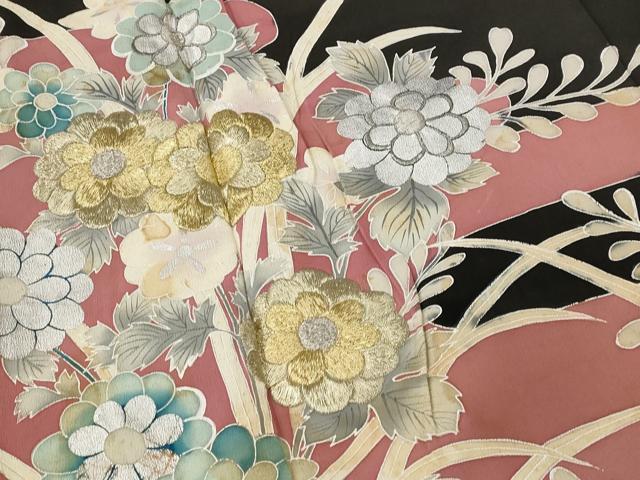平和屋着物■豪華黒留袖 エ霞花文 金銀糸 正絹 逸品 AABE8458st