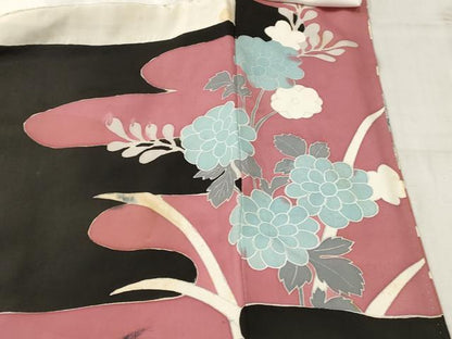 平和屋着物■豪華黒留袖 エ霞花文 金銀糸 正絹 逸品 AABE8458st