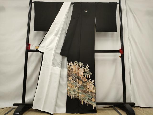 平和屋着物■豪華黒留袖 吉祥御所車文 金彩 正絹 逸品 AABE8485st