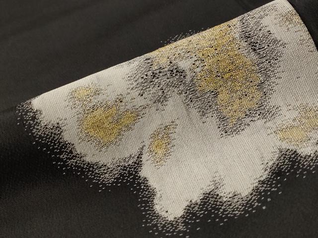 平和屋着物■上質な小紋 寿光織 舞花文 黒地 金糸 正絹 逸品 AABE8504st