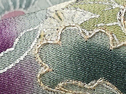 平和屋着物■豪華黒留袖　駒刺繍　エ霞花青海波文　銀彩　正絹　逸品　AABE8508st