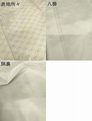 平和屋着物●本場大島紬　白大島　一元絣　松皮菱花文　正絹　逸品　AABE8521cs