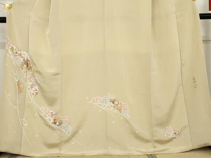 平和屋着物●訪問着　作家物　俊相　雪輪花文　鬼しぼ縮緬　正絹　逸品　AABE8524cs