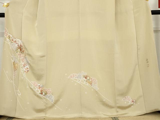 平和屋着物●訪問着　作家物　俊相　雪輪花文　鬼しぼ縮緬　正絹　逸品　AABE8524cs