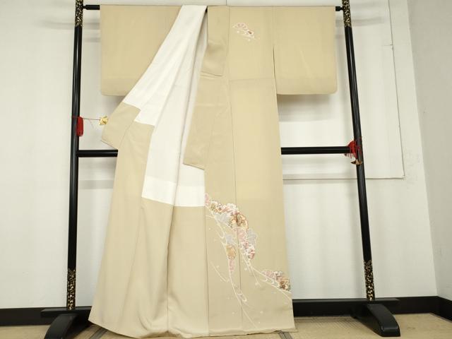 平和屋着物●訪問着　作家物　俊相　雪輪花文　鬼しぼ縮緬　正絹　逸品　AABE8524cs