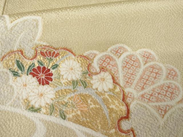 平和屋着物●訪問着　作家物　俊相　雪輪花文　鬼しぼ縮緬　正絹　逸品　AABE8524cs