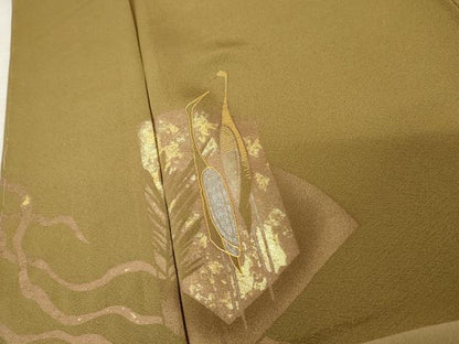 平和屋着物●訪問着　駒刺繍　竹屋町刺繍　流水に鶴　金糸　金彩　正絹　逸品　未使用　AABE8525cs